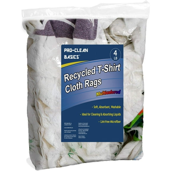 Pro-Clean Basics Reclaimed Mixed Colored T-Shirt Rags: 4 lb. Bag