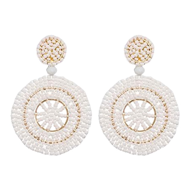 Pendientes colgantes jinwen Joyería redonda ligera Estilo vintage Blanco
