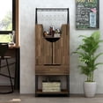 thumbnail image 2 of Furniture of America Robble Industrial Wood Wine Cabinet in Light Hickory Brown, 2 of 5
