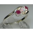 thumbnail image 2 of LBG British Made 18k White Gold Natural Opal & Ruby Womens Trilogy Ring - 33 size options - Size 6, 2 of 6