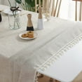 thumbnail image 4 of Nappe Rectangulaire Beige Résistante aux Taches Lavable en Coton et Lin avec Franges, Nappe Imperméable pour Cuisine Table à Manger, 140 x 220 cm, 4 of 5