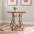 thumbnail image 5 of Roselyn 42" Round Counter Height Pub Table, Brushed Faux Medium Cherry Wood with "Matte Pewter and Bronze" Metal, 5 of 8