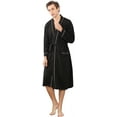 thumbnail image 4 of Batas De Hombre Albornoz De Algodón Ligero Suave Hasta La Rodilla Ropa De Dormir Adepaton  CJWUS-7024, 4 of 5
