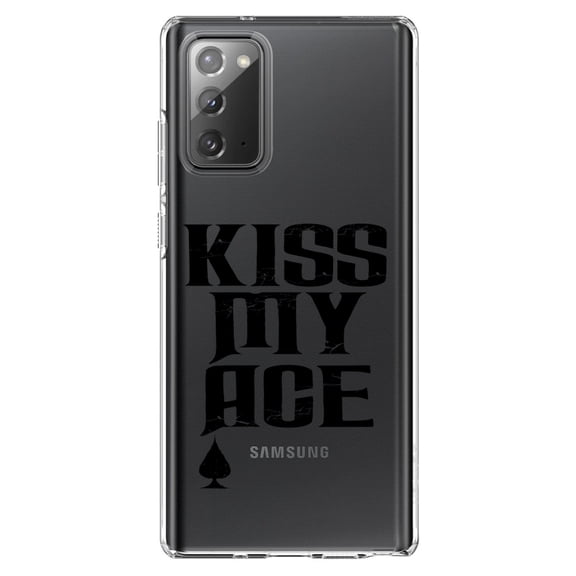 DistinctInk Clear Shockproof Hybrid Case for Galaxy Note 20 ULTRA (6.9" Screen) - TPU Bumper Acrylic Back Tempered Glass Screen Protector - Kiss My ACE - Poker Blackjack Gambling