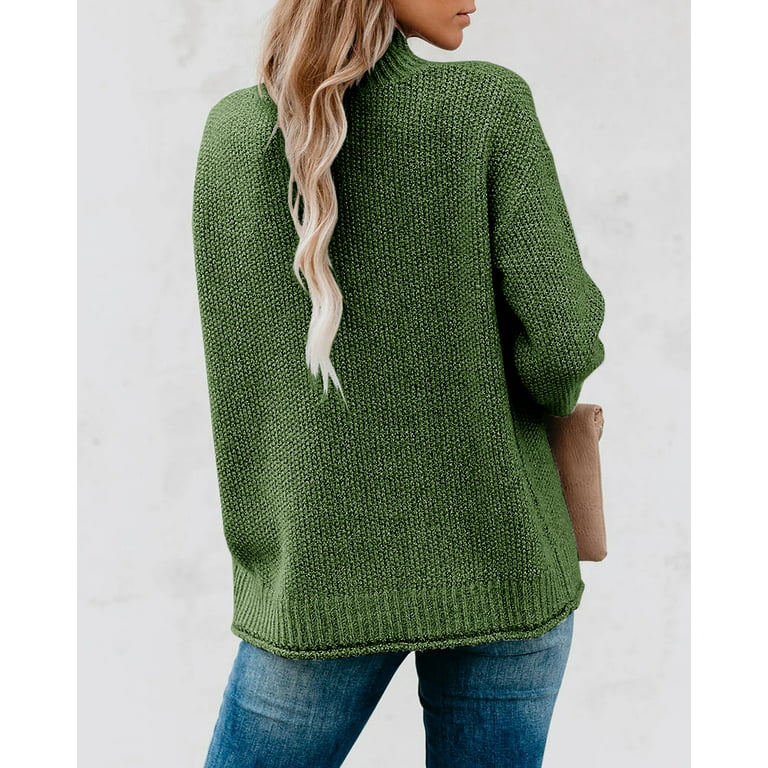 Sherrylily Womens Turtleneck Long Sleeve Knit Sweaters Loose Cut