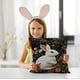 thumbnail image 4 of Fundas de cojín con diseño de conejito de Pascua para decorar sillas de exterior, patio o terraza. Funda de cojín tejida con bordado floral de conejo para sofá o sillón. Funda de cojín de tela de alg, 4 of 5