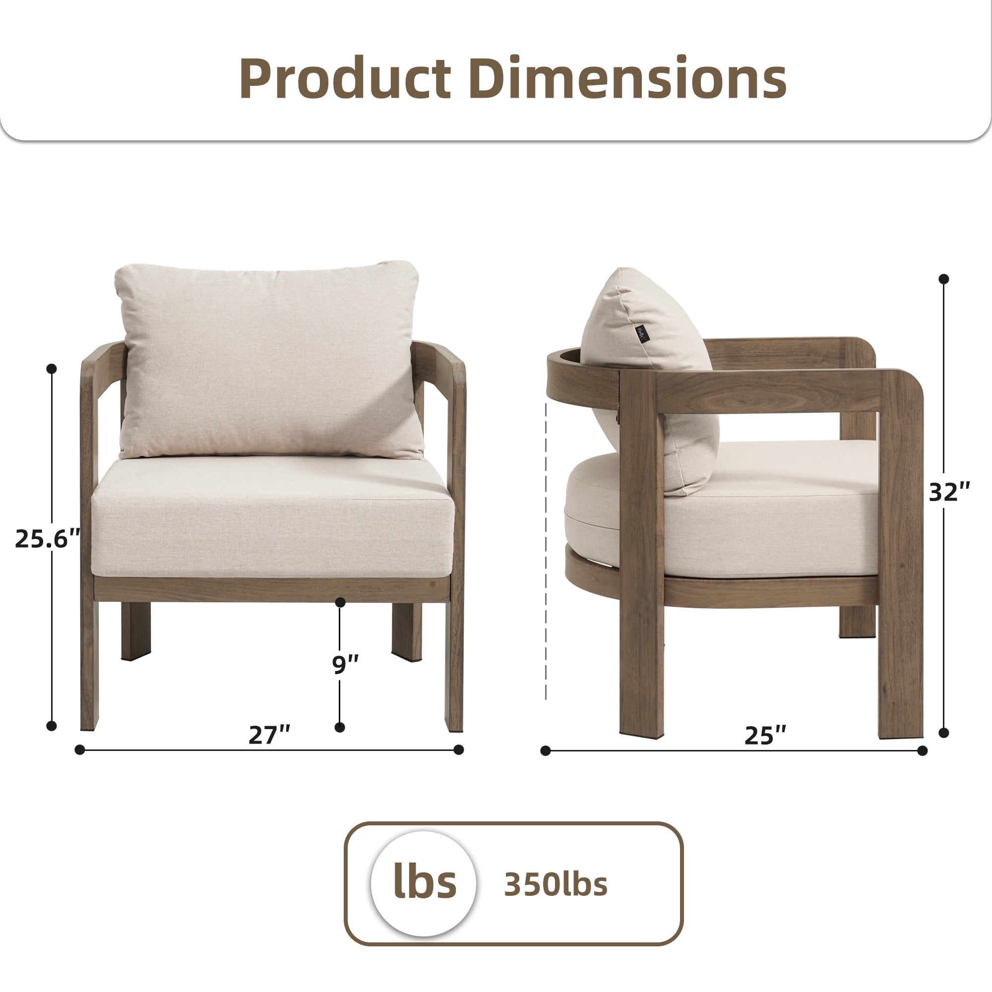 COMLAX FIELD Outdoor Furniture Set, 2-Piece Metal Modern Patio Armchairs with Thick Cushions, Outdoor Conversation Set Balcony Chairs