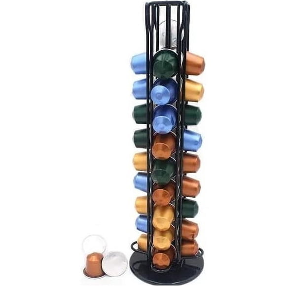 Capsule Holder Coffee Capsule Holder Pod Dispenser Holder 40 Pieces 360 Degree Rotating Capsule Holder Black