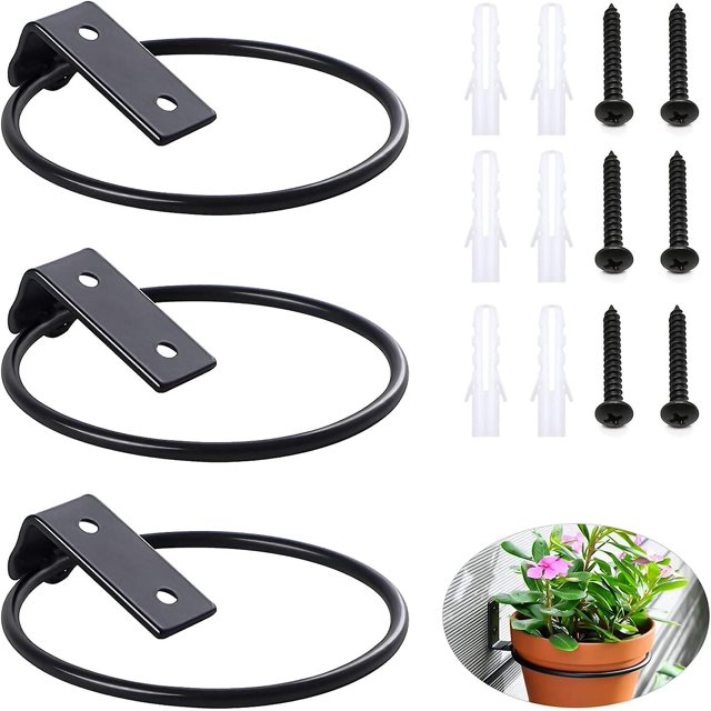 Soporte para macetas de pared, soporte para macetas de pared, juego de 3 anillos para macetas, montaje en pared para casa, jardín, balcón, maceta para flores al aire libre, Han