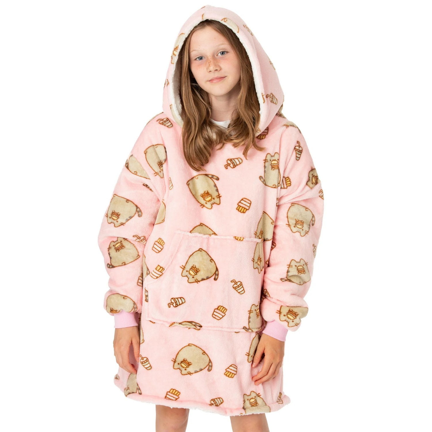 Pusheen Boys Girls Vuddie Oversized Hoodie Blanket Pink One Size