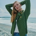 thumbnail image 7 of Ladies 3 Button Meadow Green Cardigan Sweater, Size Medium Made By Aran Woollen Mills, 7 of 7