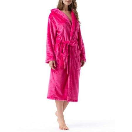 Womens Robe Lightweight Soft Plush Warm Bathrobes with Hood | Walmart ...