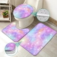 thumbnail image 3 of 4 Pcs Rose Gold Foil Shower Curtain Sets with Rugs for Bathroom Decor,Marble Bathroom Shower Curtain Sets,Pale Pink Blue Bathroom Sets with Shower Curtain and Rugs, 3 of 7