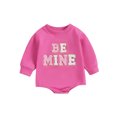 thumbnail image 2 of 0-18M Infant Baby Girl Valentine's Day Romper 3M 6M 12M 18M Letters Embroidery Long Sleeve Bodysuit Spring Outfit, 2 of 10