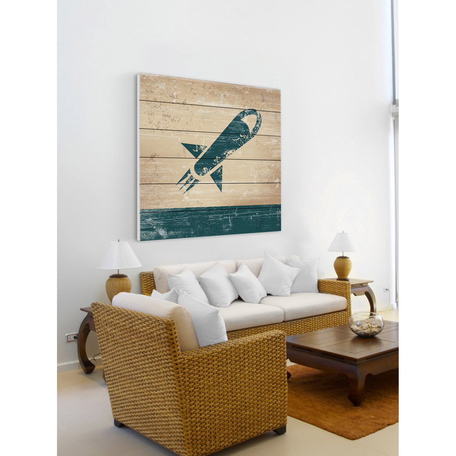 Marmont Hill Dark Ship Painting Print on White Wood