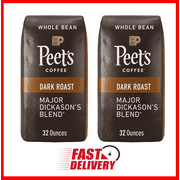 2 Packs - 2lb Peet's Coffee Dark Roast Whole Bean. Major Dickason’s Blend