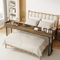 thumbnail image 3 of Fnova 78.8" Large Mobile Over-Bed Table with Wheels, Makeup Vanity with Mirror & Storage, Modern Computer Desk, Standing Laptop Cart for Living Room & Bedroom, 3 of 21