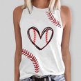 thumbnail image 4 of Mujeres camisetas sin mangas Dressy Casual Camiseta sin mangas con estampado de béisbol informal de verano para mujer, camiseta sin mangas con cuello redondo (White, XXL), 4 of 5