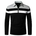 thumbnail image 1 of Polo Décontracté à Manches Longues pour Hommes T-Shirt en Coton Patchwork Contrasté, 1 of 5