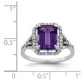 thumbnail image 3 of Sterling Silver Rhodium-plated Amethyst & Diamond Ring, 3 of 5