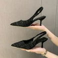 thumbnail image 2 of Sandalias de tacón alto puntiagudas para mujer, zapatos de media cabeza con espalda hueca, informales, versátiles, a la moda, Color Azul Marino, 2 of 4