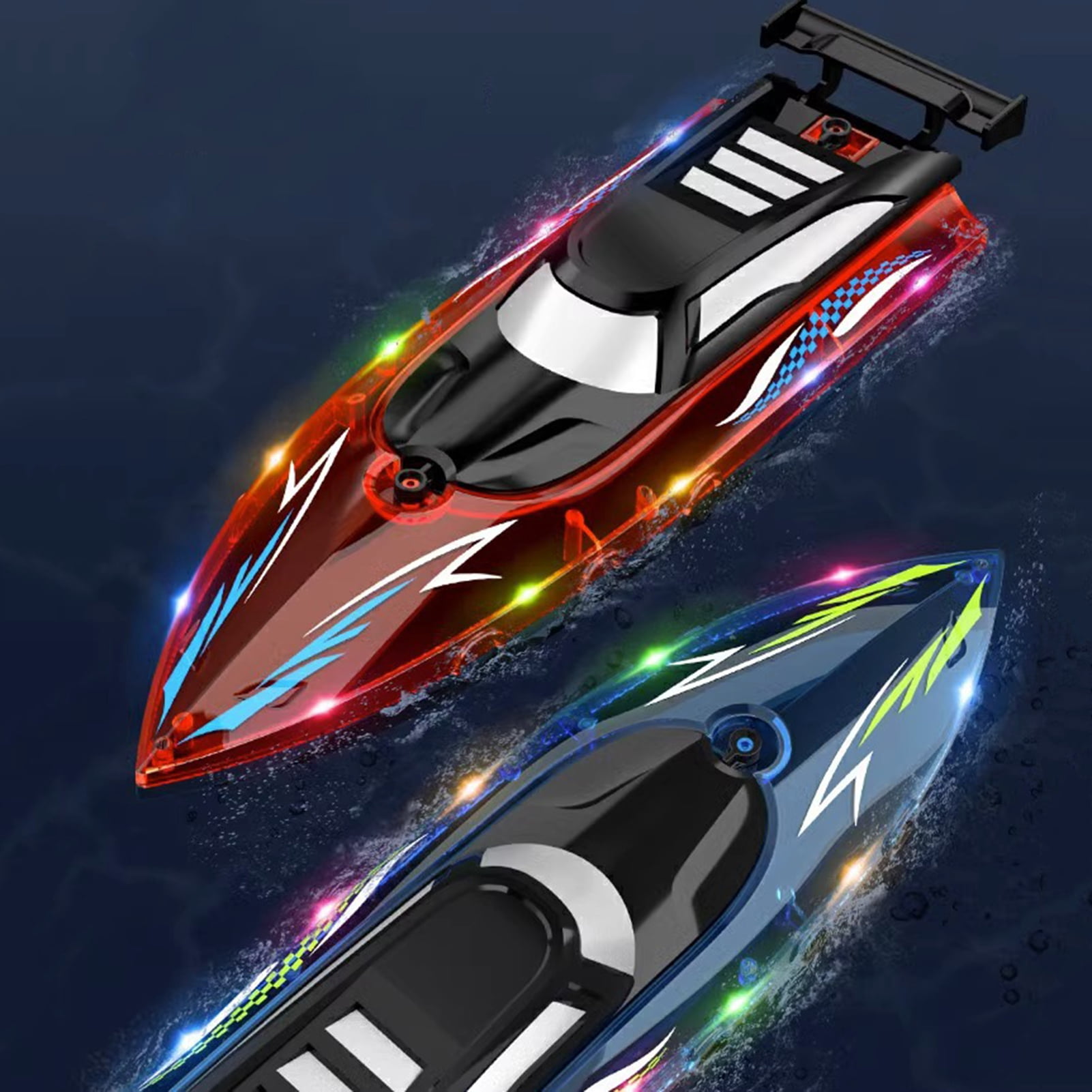 BAELLERT 1 Set Remote Control Boat Waterproof Electric RC Boat Toy with Colorful LED Lights for Outdoor Activity
