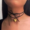 thumbnail image 3 of Collar con colgante de hilo de cera con lazo ajustable, joyería sencilla con forma de corazón de melocotón, 3 of 6