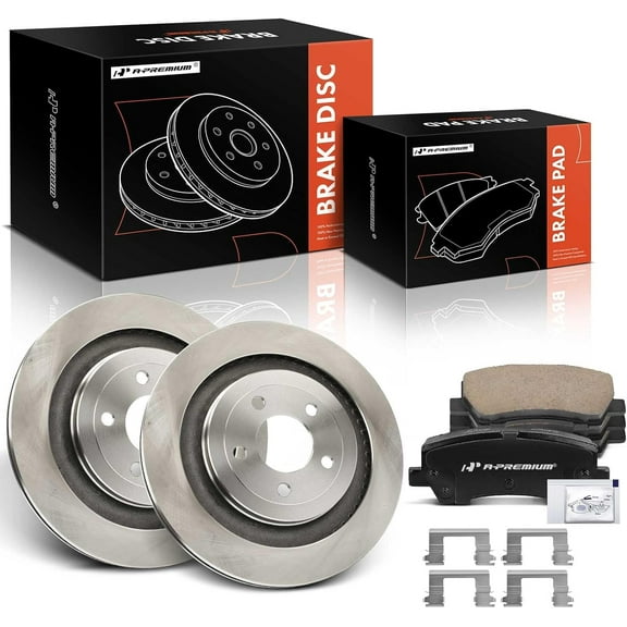 A-Premium 12.99 inch (330mm) Front Vented Disc Brake Rotors Ceramic Pads Kit Compatible with Select Ford Models - Mustang 2015-2021, 6-PC Set