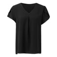 thumbnail image 3 of Graphic Tees for Women Summer Fashion Chiffon V Neck Short Sleeve Tunic Suitable Leggings Black Workout Tops Sizes XL, 3 of 6