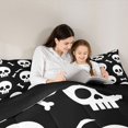 thumbnail image 4 of Feelyou Spooky Skull Twin Bedding, Cartoon Halloween Skeleton Bedding Comforter Set, Black White, Black Reversible, 7 Pieces, 4 of 7