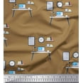 thumbnail image 1 of Soimoi Brown Moss Georgette Fabric Monitor,Books & Study Table Education Theme Decor Fabric Printed Yard 42 Inch Wide, 1 of 3