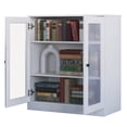 thumbnail image 5 of Palace Imports 100% Solid Wood 3-shelf Bookcase with Adjustable Shelves and Frosted Glass Doors, White, 5 of 5