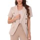 thumbnail image 1 of BLAZER DE MUJER CHIC DE OFICINA CON MANGAS CORTAS, CUELLO CAÍDO, DOBLE BOTONADURA Y BOLSILLOS CON SOLAPA XL ROSA CLARO, 1 of 6