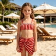 thumbnail image 2 of LRen Girls Swimsuit 3 Piece Bikini Tropical Floral Bathing Suit for Girls Quick Dry Swimwear with Cover Up,Red,9-10 Years, 2 of 9