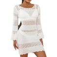 thumbnail image 4 of Arvbitana Women's Summer Mini Bodycon Dresses Long Sleeve Round Neck Skinny Mini Dress Sexy High Waist Slim Sheath Dress for Party, 4 of 9