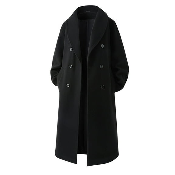 successthop Mens Casual Trench Coat Notched Lapel with Pockets Single Breasted Outwear Belted Solid Stylish Coats Black