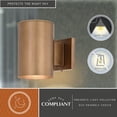 thumbnail image 2 of Chiasso 7.25-in H Warm Brass Outdoor Mid Century Modern 1 Light Outdoor Cylinder Wall Sconce, Dark Sky, 2 of 11