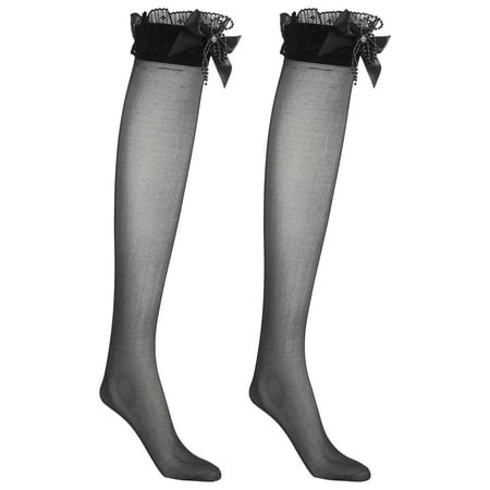 

BESTONZON 1 Pair Women Bow Lace Thigh High Stockings Over the Knee Stocks Fashion Accessory