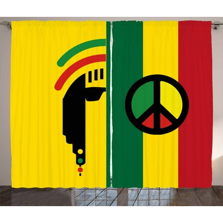 Rasta Curtains 2 Panels Set Iconic Barret Reggae Jamaican Music