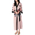 thumbnail image 6 of Print Flower Long Robe Summer Casual Half Sleeve Skin Friendly Bathrobe Women Sexy Sleepwear Home Dressing Gown Loungewear, 6 of 10