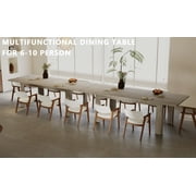 JassmiPkwy Extendable Dining Table for 4-8 People with Seamless Extension from 55 to 86.6 Inches for Small Spaces, Dining Room, Kitchen, Living Room-Oak