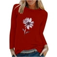 thumbnail image 2 of EQWLJWE Chandails à Manches Longues pour Femmes T-Shirt d'Été Mode T-Shirt de Printemps pour Femmes à Manches Longues Imprimé Col Rond T-Shirt Décontracté Hauts Vêtements d'Automne pour Femmes, 2 of 6