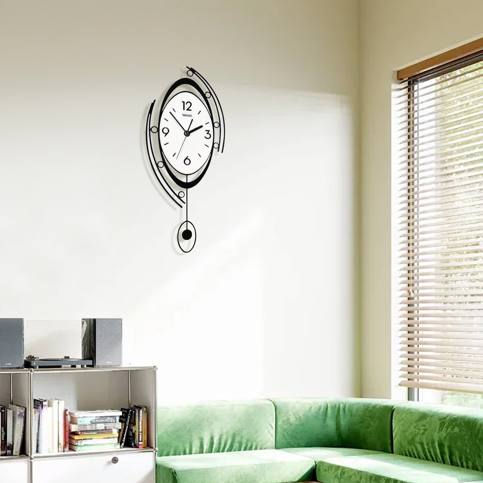 Modern Wall Clock for Living Room Decor, Pendulum Large Silent Wall Clock for Bedroom Office Kitchen Non Ticking Wall Watch 23 Inch