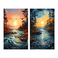 thumbnail image 2 of Designart "Sapphire Serenity Peach River wall decor II" Lake Wall Art Set Of 2 - Peach Landscapes Gallery Wall Set For Home Decor, 2 of 7