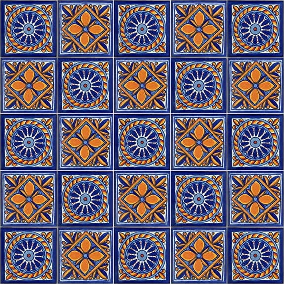COLOR Y TRADICIÓN 50 Mexican Tiles 4" x 4" Hand Painted Talavera F-60