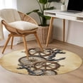 thumbnail image 4 of Round Area Rug 3 Ft, Vintage Anchor Nautical Washable Non-Slip Circle Carpet for Living Room/Bedroom, Coastal Compass Brown Low-Profile Small Floor Mats Collection Rugs for Indoor, 4 of 8