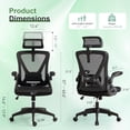 thumbnail image 3 of Mesh Office Chair, Ergonomic Rolling Swivel Desk Chairs with Lumbar Support, High Back Desk Chair with Headrest, Comfy Computer Chair for Home, Office, Bedroom, Study, Student (Black), 3 of 11