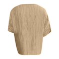 thumbnail image 6 of HOSIA Womens Vertical Textured Patchwork Top Round Neck Half Sleeve Casual Loose Fit Summer Blouse Lightweight Comfy Flowy Plain Gauze Tunic Shirts Plus Size Beach Vacation Outfits Khaki 3Xl, 6 of 6
