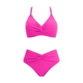 thumbnail image 5 of cocolona Bikini Sets for Women Summer Solid Color Two Piece Swimsuits Holiday Vacation Beach Pleated Swimwear, 5 of 6
