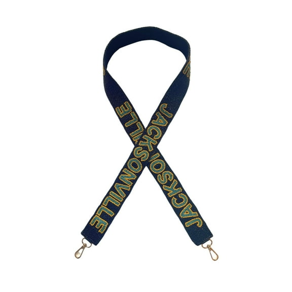 Lashicorn Jacksonville Black Beaded Purse Strap Teal Yellow Letters 49 Pro Football Stadium Approved Clear Bag Florida Gold Hardware Sports College Jaguar